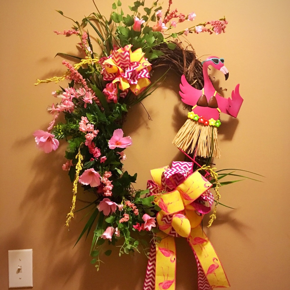 Beautiful Flamingo Summer Wreath